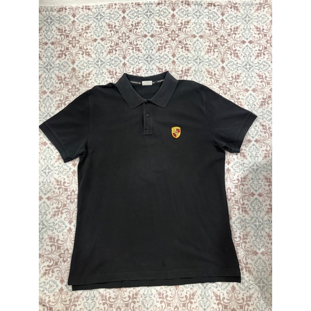 Porsche Driver's Selection Mens Black Crest Logo Pique Polo Shirt L WAP592XXX0B
